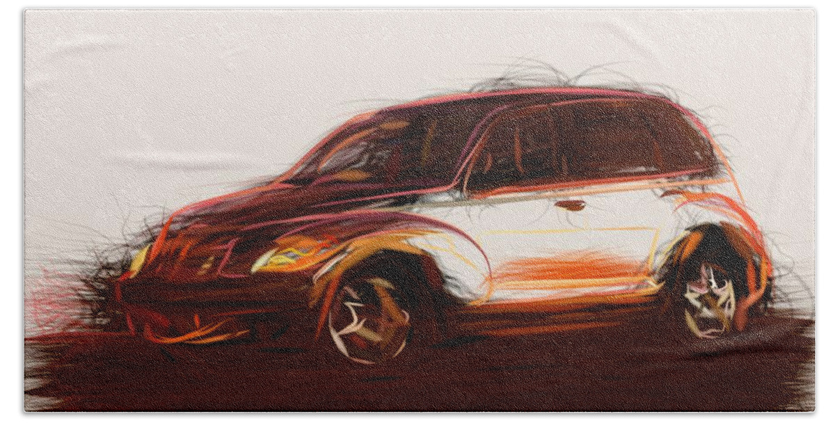 Chrysler Hand Towel featuring the digital art Chrysler PT Cruiser Draw #1 by CarsToon Concept