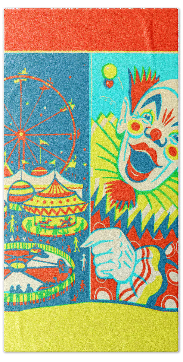 Amusement Park Hand Towel featuring the drawing Circus Clown #1 by CSA Images