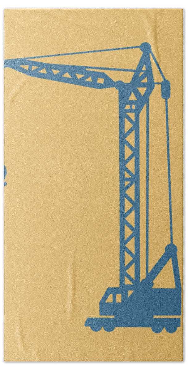 Build Hand Towel featuring the drawing Construction Crane #1 by CSA Images