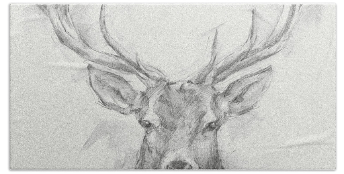 Western Hand Towel featuring the painting Contemporary Elk Sketch I by Ethan Harper
