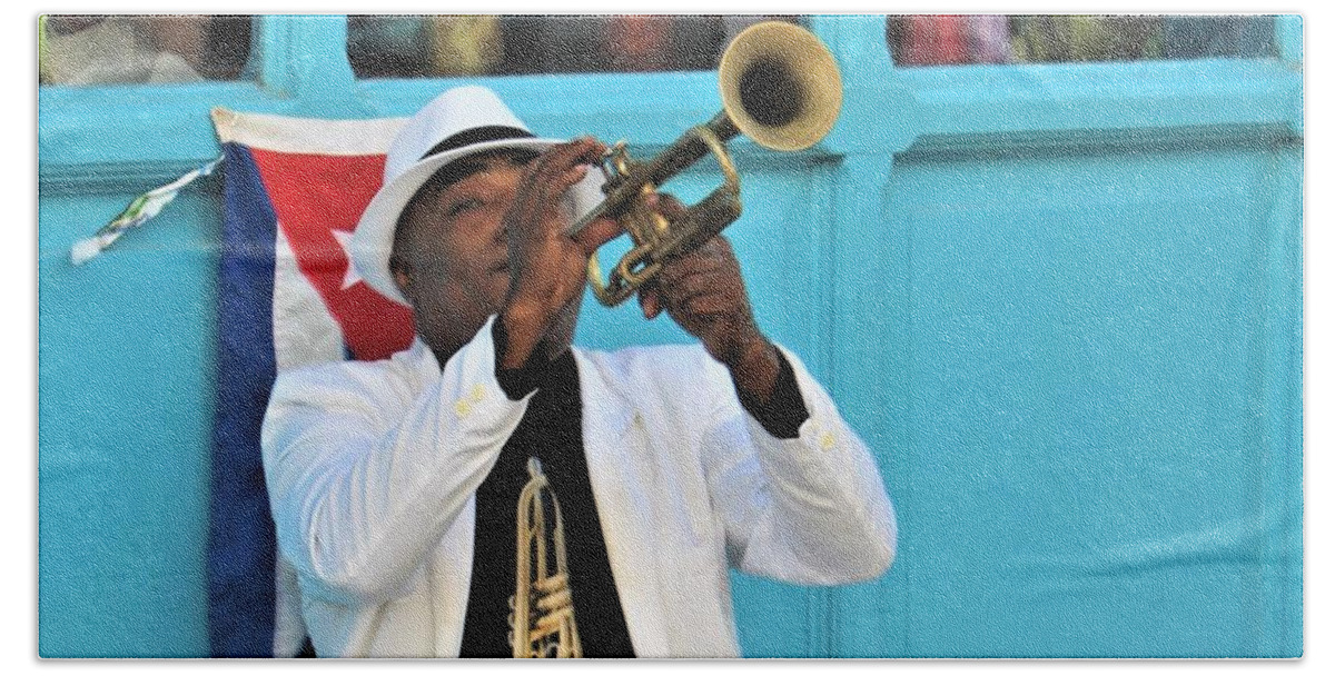 Cuba Hand Towel featuring the photograph Cuban Trumpeter #2 by FD Graham