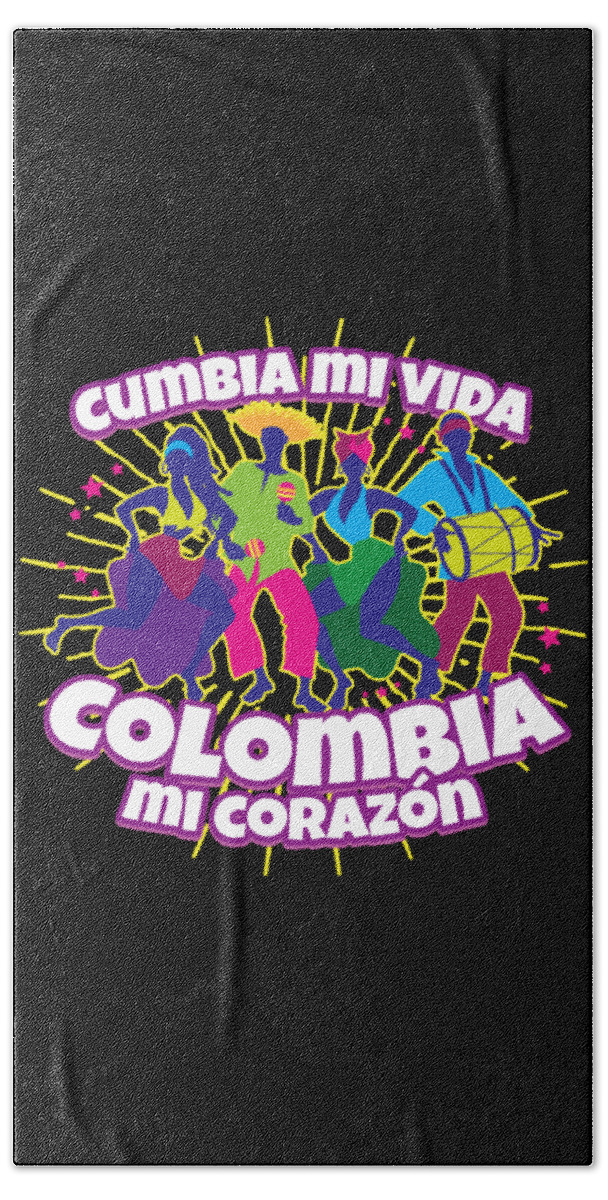 Cumbia Bath Towel featuring the digital art Cumbia T Shirt Gift for Colombian Folk Dance Music Fans latino musica camiseta bailar Cumbia #1 by Martin Hicks