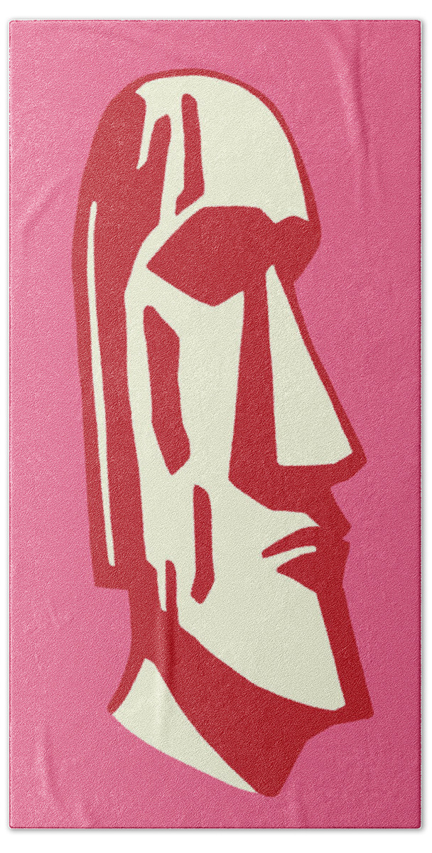 Campy Hand Towel featuring the drawing Easter Island Statue #1 by CSA Images