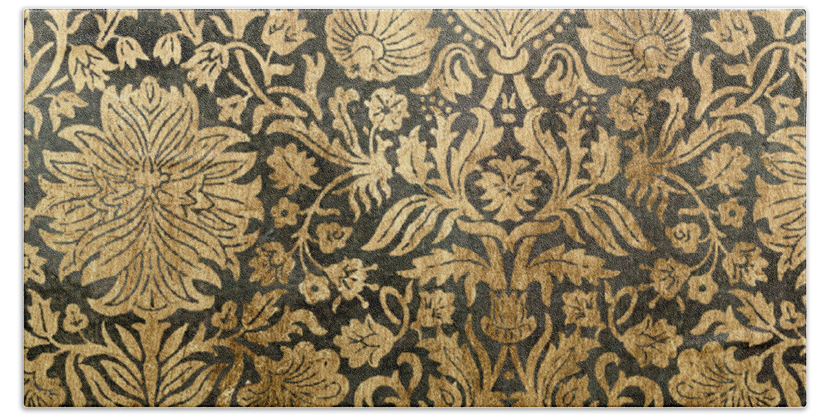 Decorative Hand Towel featuring the painting Golden Damask IIi by Jennifer Goldberger