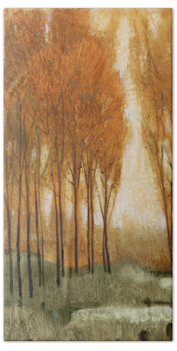 Landscapes Bath Towel featuring the painting Golden Forest II #1 by Tim Otoole
