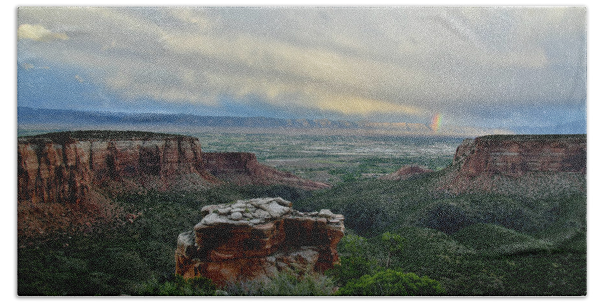 Colorado National Monument Bath Towel featuring the photograph Grand View Point Sunset #1 by Ray Mathis