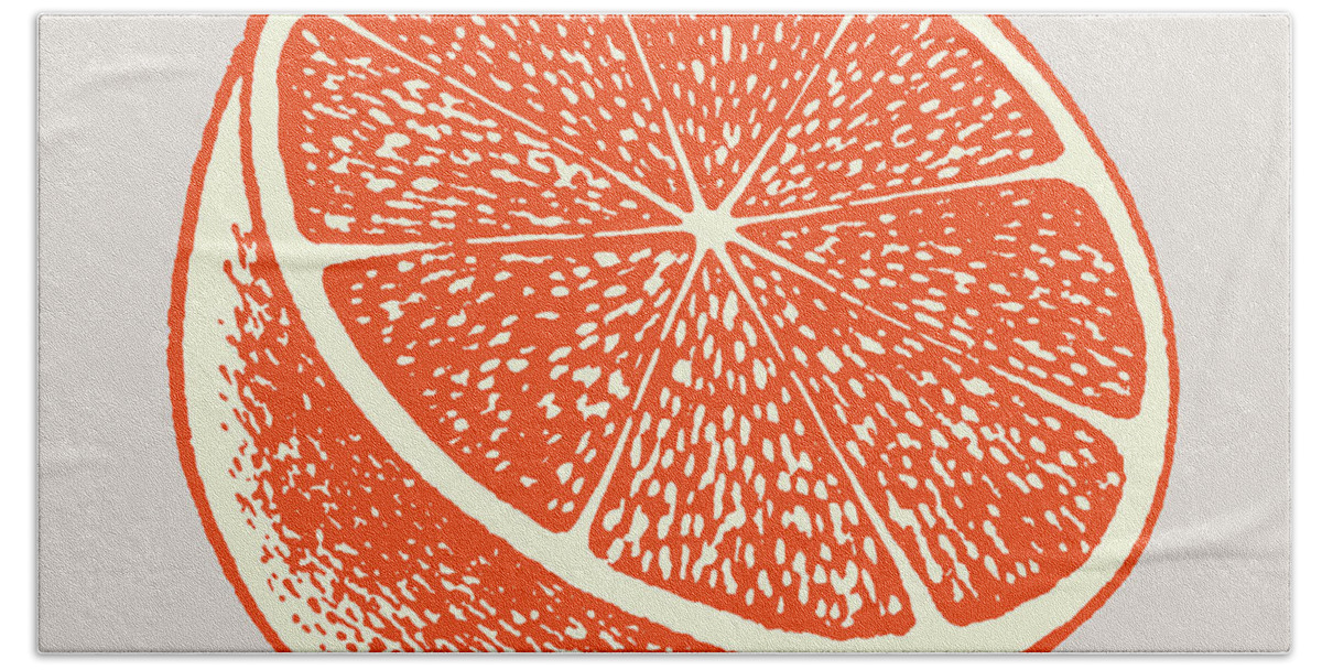 Campy Hand Towel featuring the drawing Half of a Grapefruit #1 by CSA Images