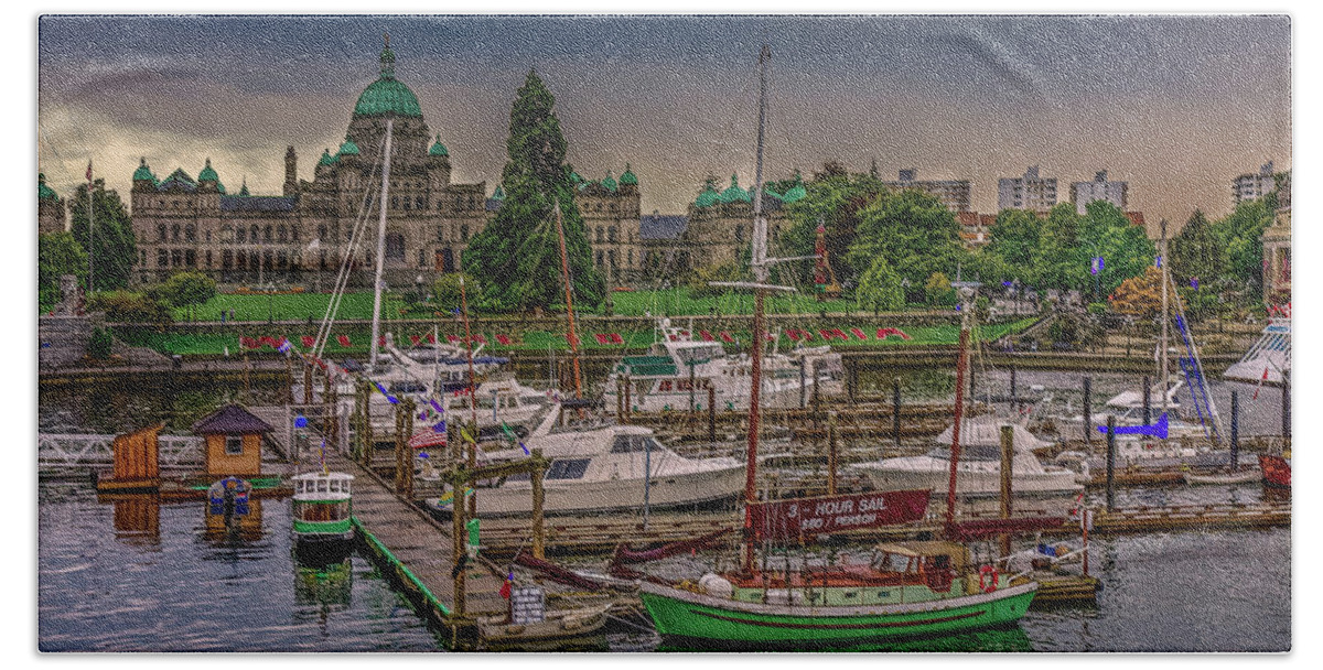 Harbor Bath Towel featuring the photograph Harbor and Parliament Building #1 by Darryl Brooks