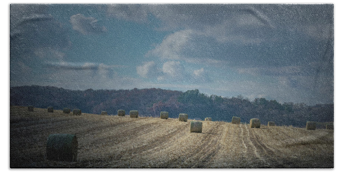 Hay Hand Towel featuring the photograph Hay Bale Harvest #1 by Phil S Addis