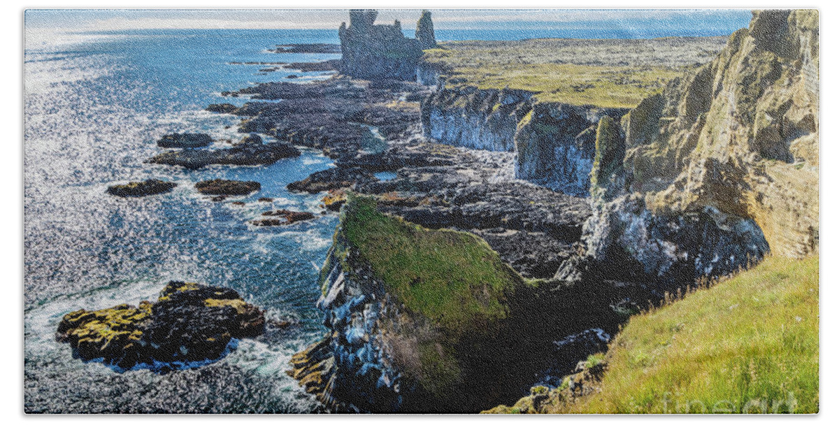 Coast Bath Towel featuring the photograph Hellnahraun coast, Iceland #2 by Lyl Dil Creations