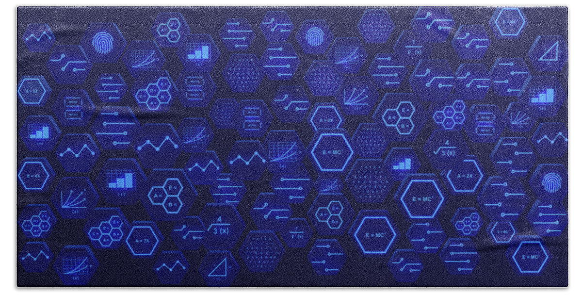 3 D Bath Towel featuring the photograph Hexagonal Blocks Of Circuit Board #1 by Ikon Images