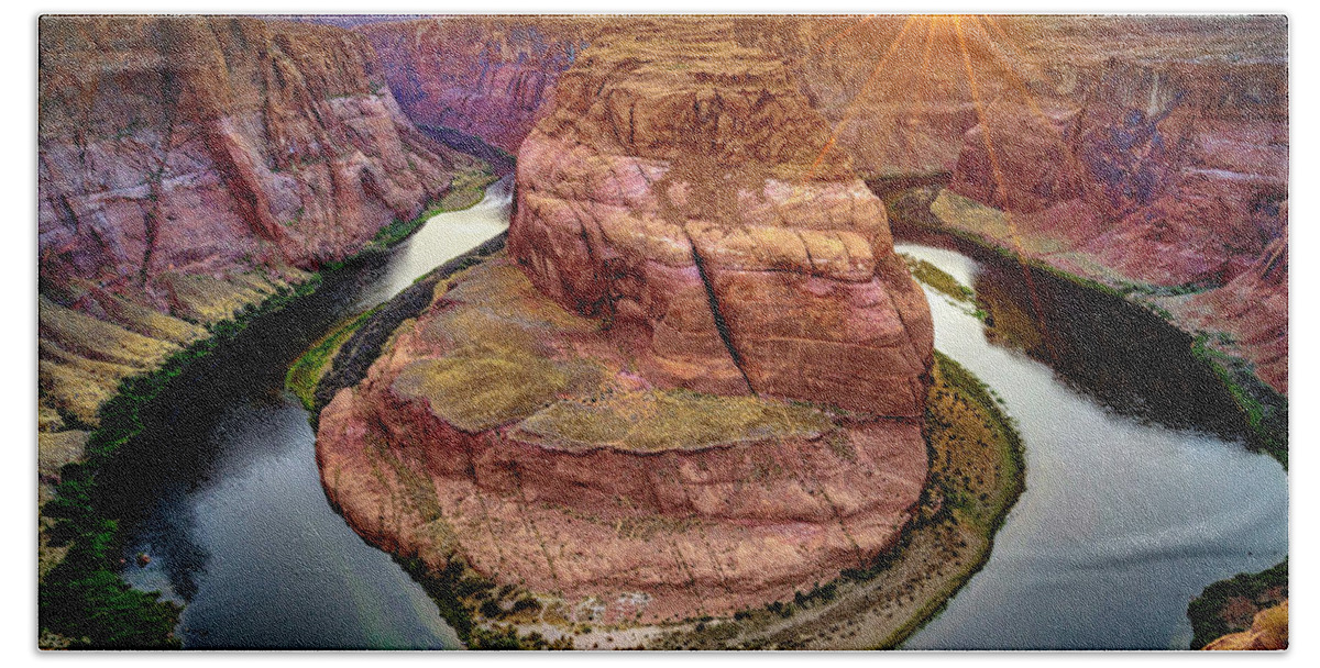 Estock Bath Towel featuring the digital art Horseshoe Bend, Page, Arizona #1 by Joanne Montenegro