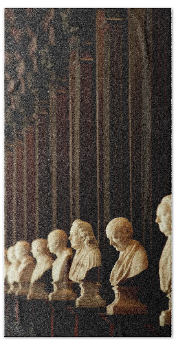 Estock Bath Towel featuring the digital art Ireland, Dublin, The Busts Of Prominent Scholars In The Old Library, Trinity College #1 by Richard Taylor