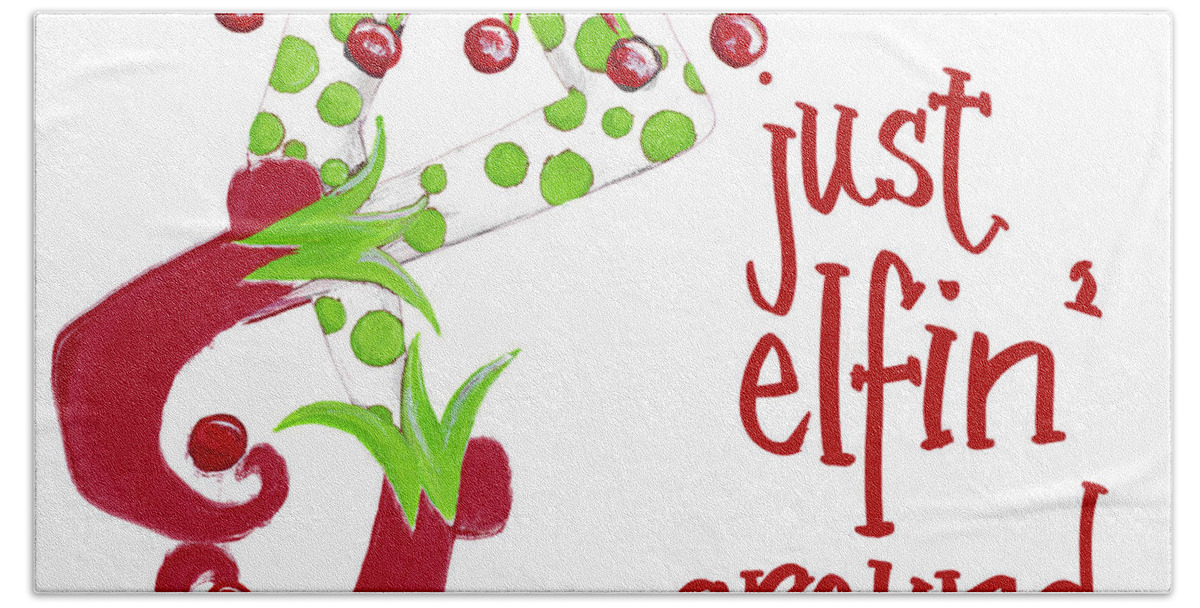Just Bath Sheet featuring the painting Just Elfin' Around by Gina Ritter
