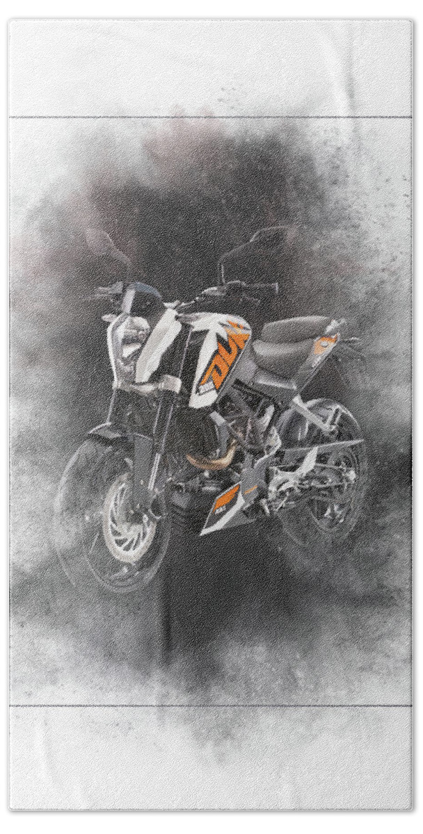 Ktm Hand Towel featuring the mixed media KTM Duke 200 Painting by Smart Aviation