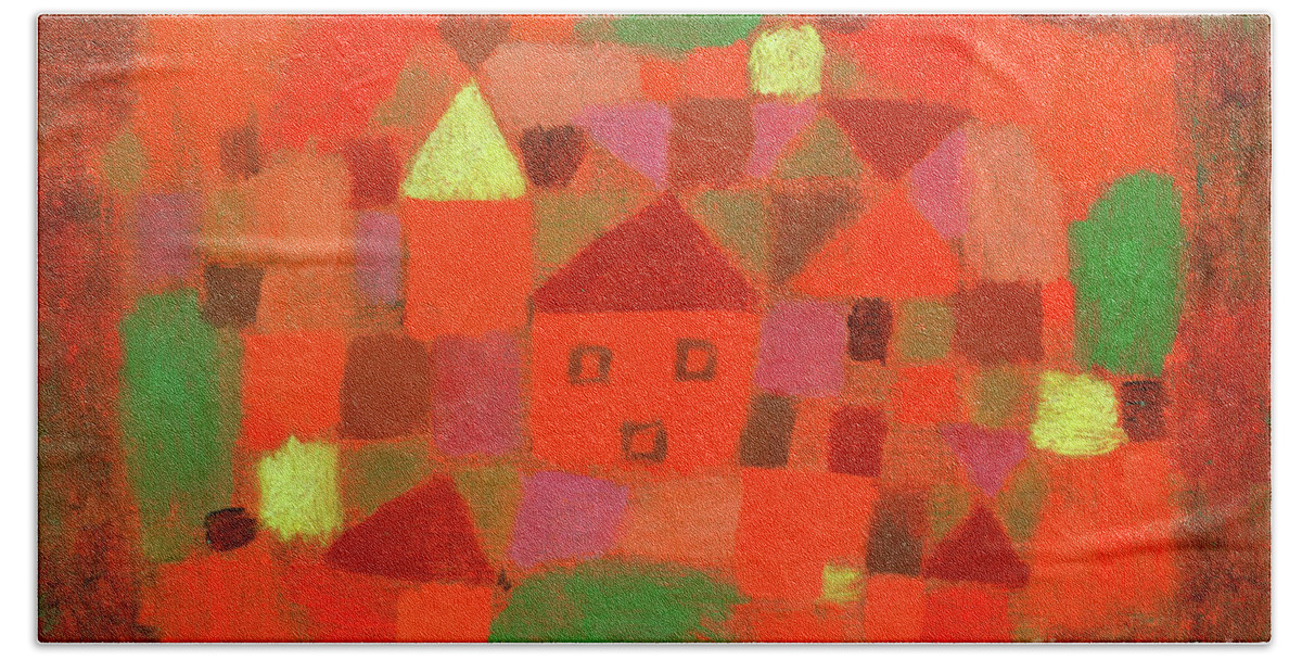 Paul Hand Towel featuring the painting Landscape With Sunset, 1923 by Paul Klee