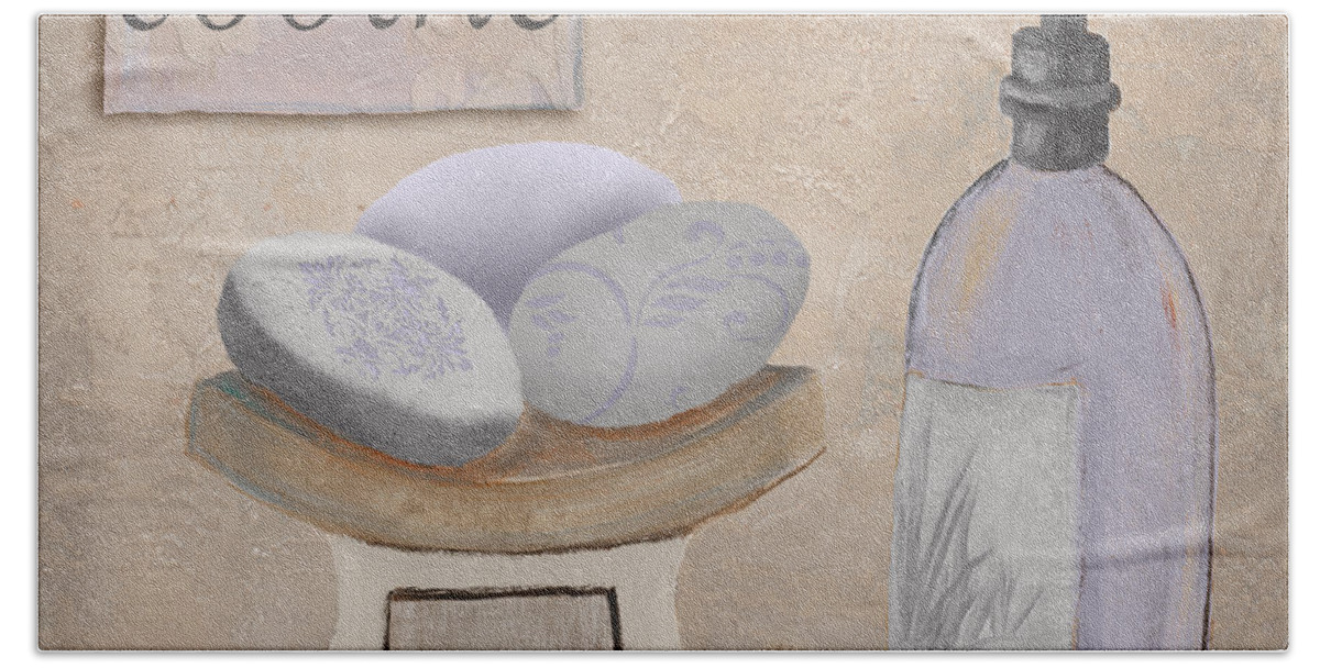 Lavender Bath Towel featuring the painting Lavender Bath II #1 by Hakimipour-ritter