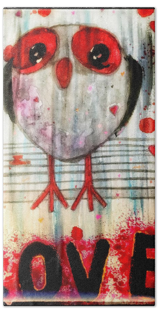 Love Hand Towel featuring the painting Love #1 by Christine Paris