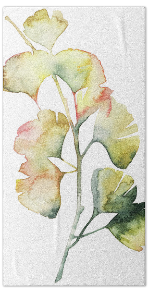 Botanical Hand Towel featuring the painting Maidenhair Branch I by Grace Popp