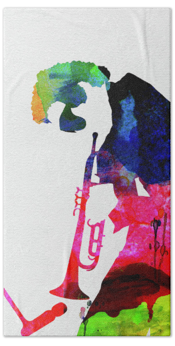 Miles Davis Hand Towel featuring the digital art Miles Watercolor by Naxart Studio
