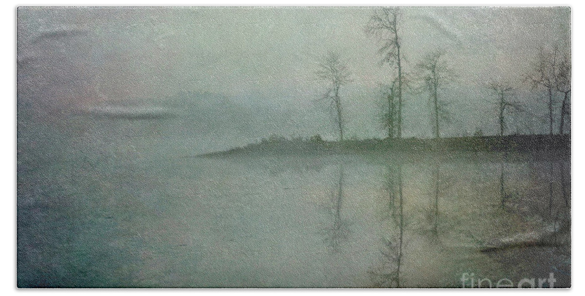 Fog Bath Towel featuring the photograph Misty Tranquility #1 by Ken Johnson