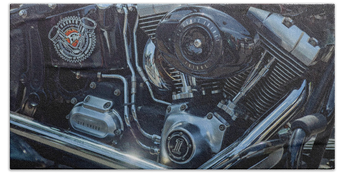 Motorcycle Bath Towel featuring the photograph Motorcycle Engine #2 by Irman Andriana