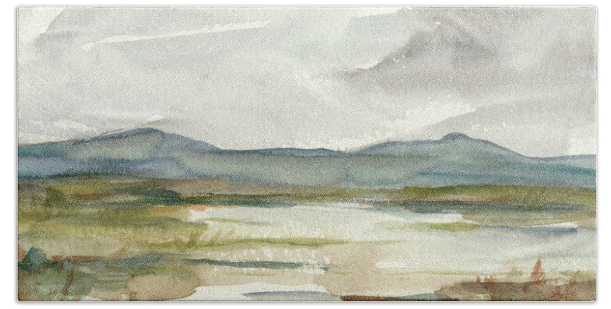 Landscapes Hand Towel featuring the painting Overcast Wetland I #1 by Ethan Harper