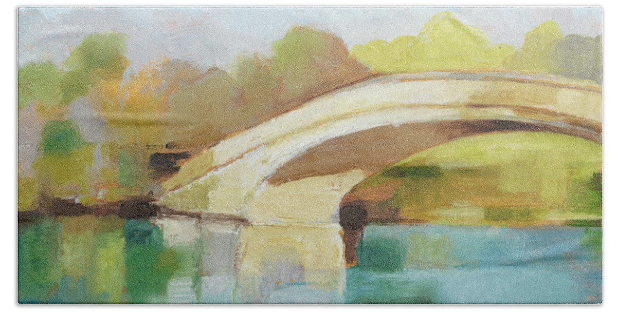 Landscapes Bath Sheet featuring the painting Park Bridge II by Ethan Harper