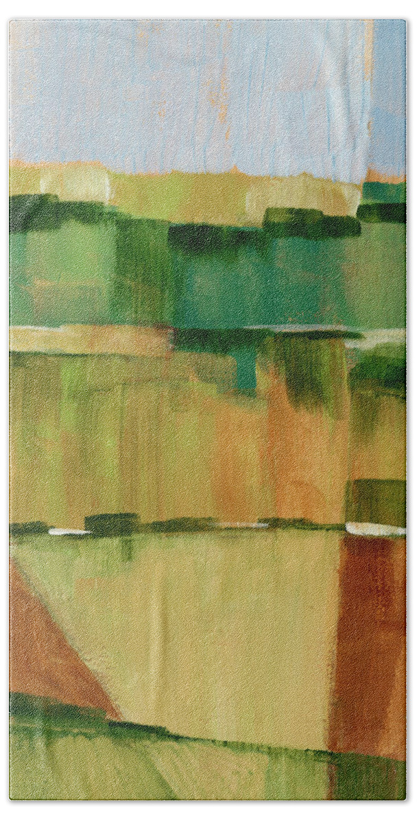 Landscapes Bath Towel featuring the painting Pasture Abstract II #1 by Ethan Harper