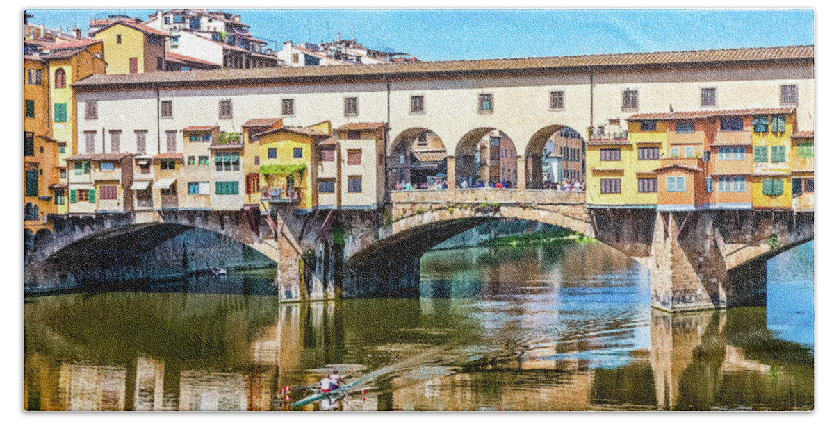 Bridge Bath Towel featuring the photograph Ponte Vecchio and Kayak #1 by Darryl Brooks