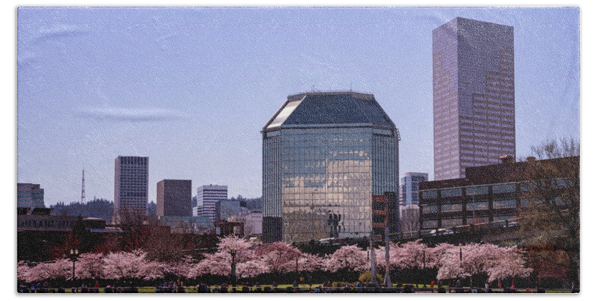Buildings Hand Towel featuring the photograph Portland Spring #2 by Steven Clark