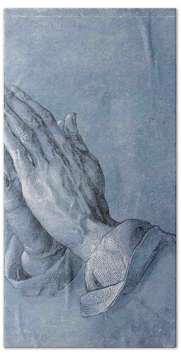 Albrecht Duerer Hand Towel featuring the drawing Praying Hands #2 by Albrecht Duerer