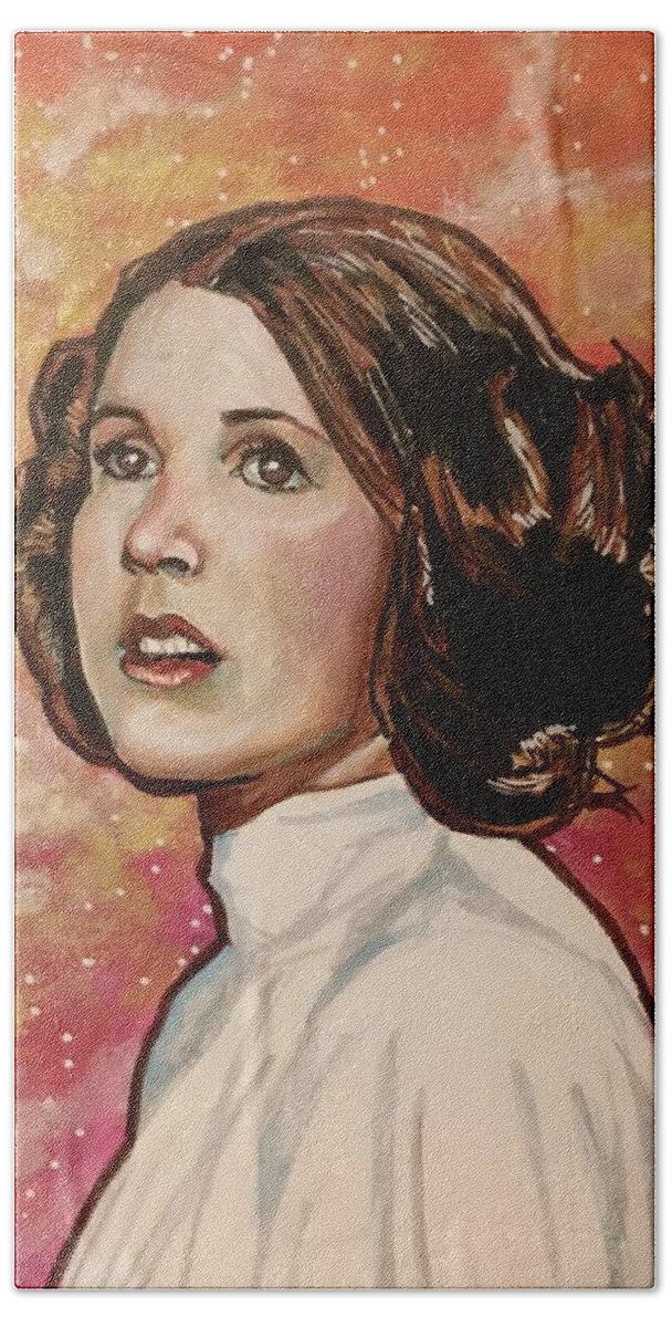 Star Wars Bath Towel featuring the painting Princess Leia #1 by Joel Tesch