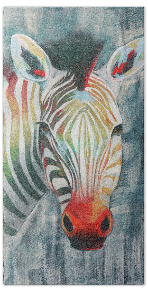 Animals Hand Towel featuring the painting Prism Zebra I by Grace Popp