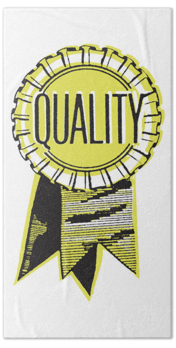 Accomplish Hand Towel featuring the drawing Quality Award Ribbon #1 by CSA Images