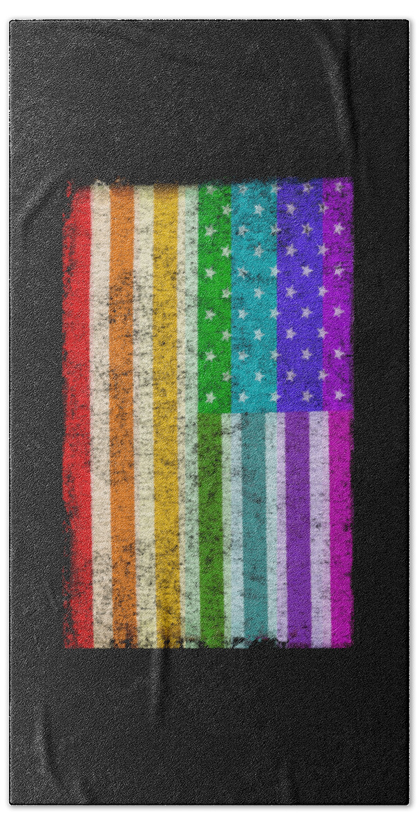 Cool Hand Towel featuring the digital art Rainbow Us Flag #1 by Flippin Sweet Gear