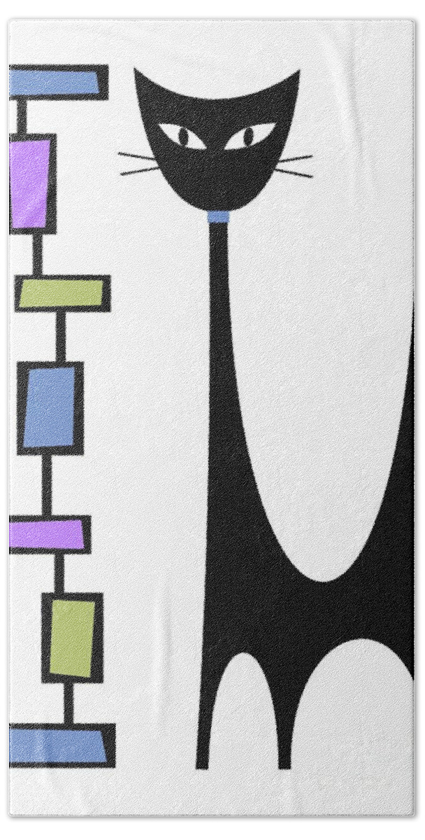 Atomic Cat Bath Towel featuring the digital art Rectangle Cat 2 by Donna Mibus