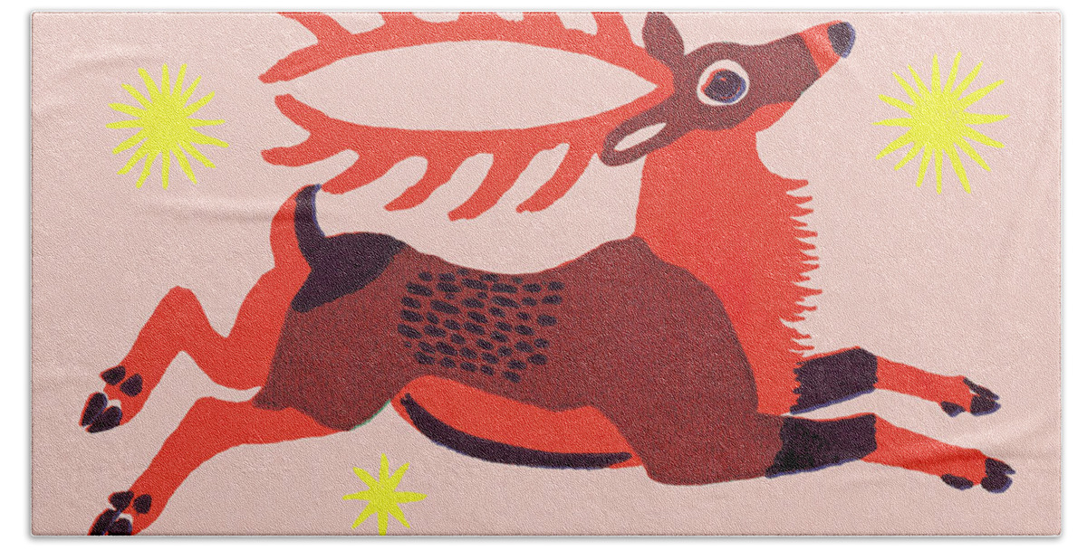 Animal Hand Towel featuring the drawing Reindeer #1 by CSA Images