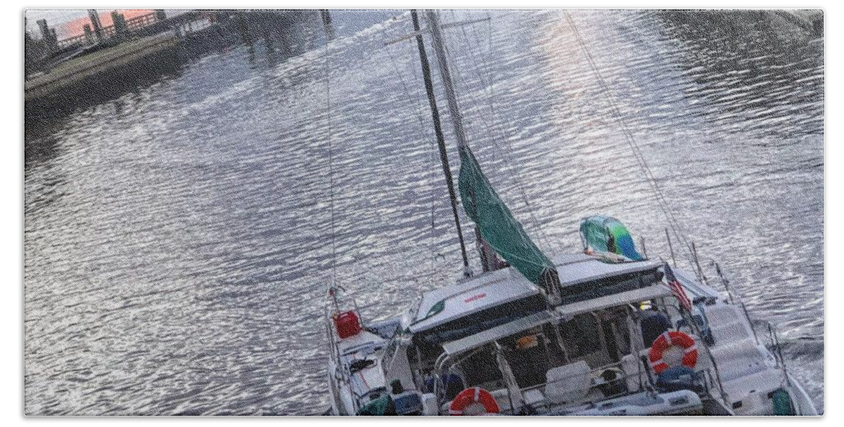 Sail Bath Towel featuring the photograph Sailing Away #1 by Elizabeth Harllee