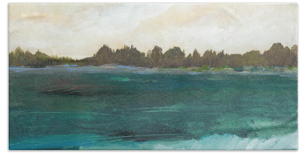 Coastal Bath Sheet featuring the painting Seaside View II by Karen Fields