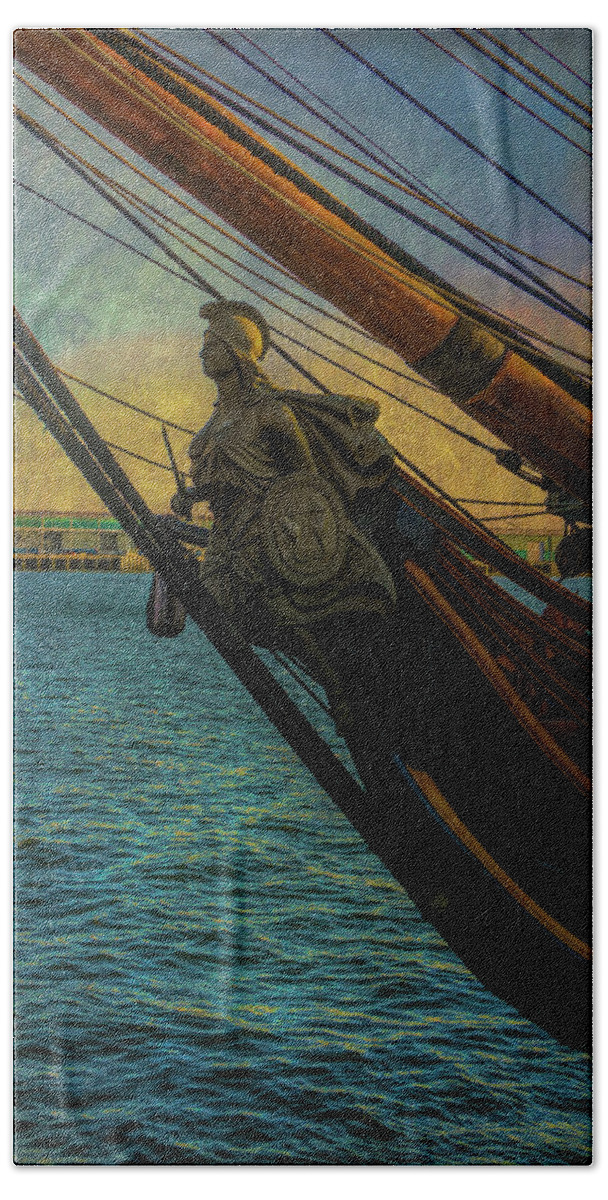 Figurehead Hand Towel featuring the photograph Ships figurehead #1 by Cathy Anderson