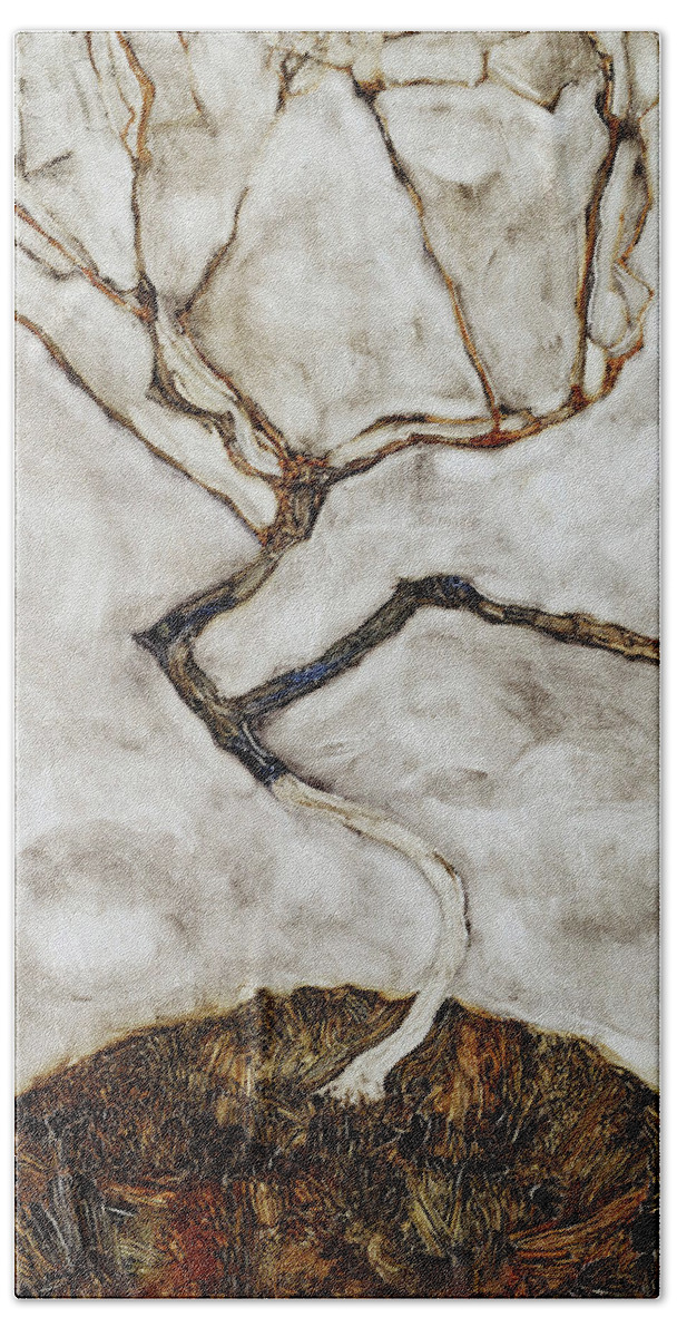 Small Tree In Late Autumn 1911 Bath Towel For Sale By Egon Schiele