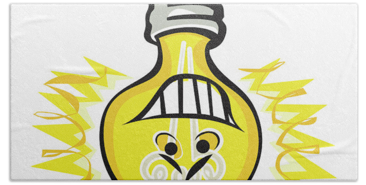 Banana Seat Hand Towel featuring the drawing Smiling Lightbulb #1 by CSA Images