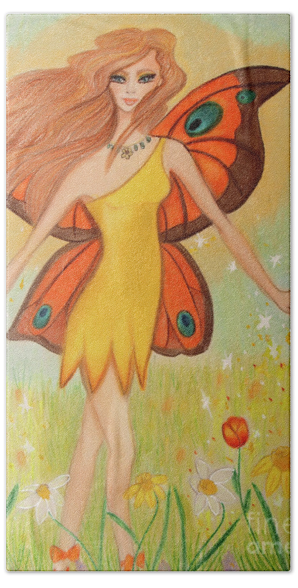 Art Bath Towel featuring the mixed media Spring Fairy #1 by Dorothy Lee