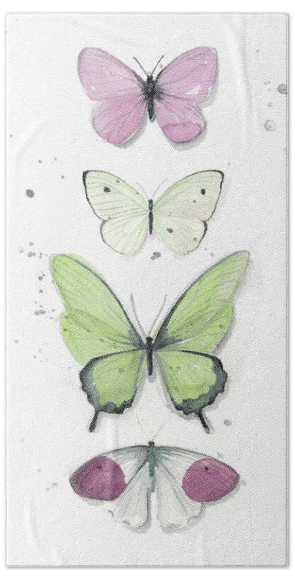 Animals Hand Towel featuring the painting Summer Butterflies II by Jennifer Paxton Parker
