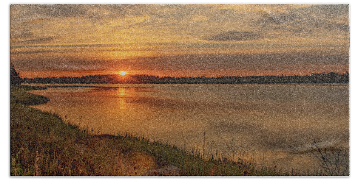 Pei Bath Towel featuring the photograph Sunrise at Paynter's Creek by Marcy Wielfaert