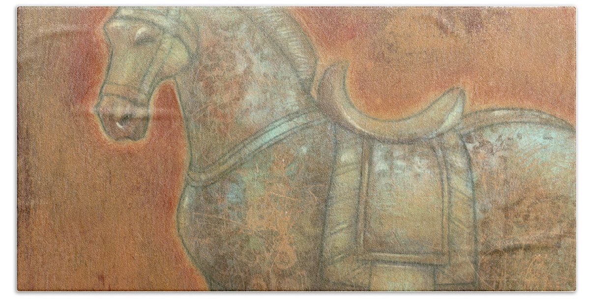 Transitional Hand Towel featuring the painting Tang Horse II #1 by Norman Wyatt