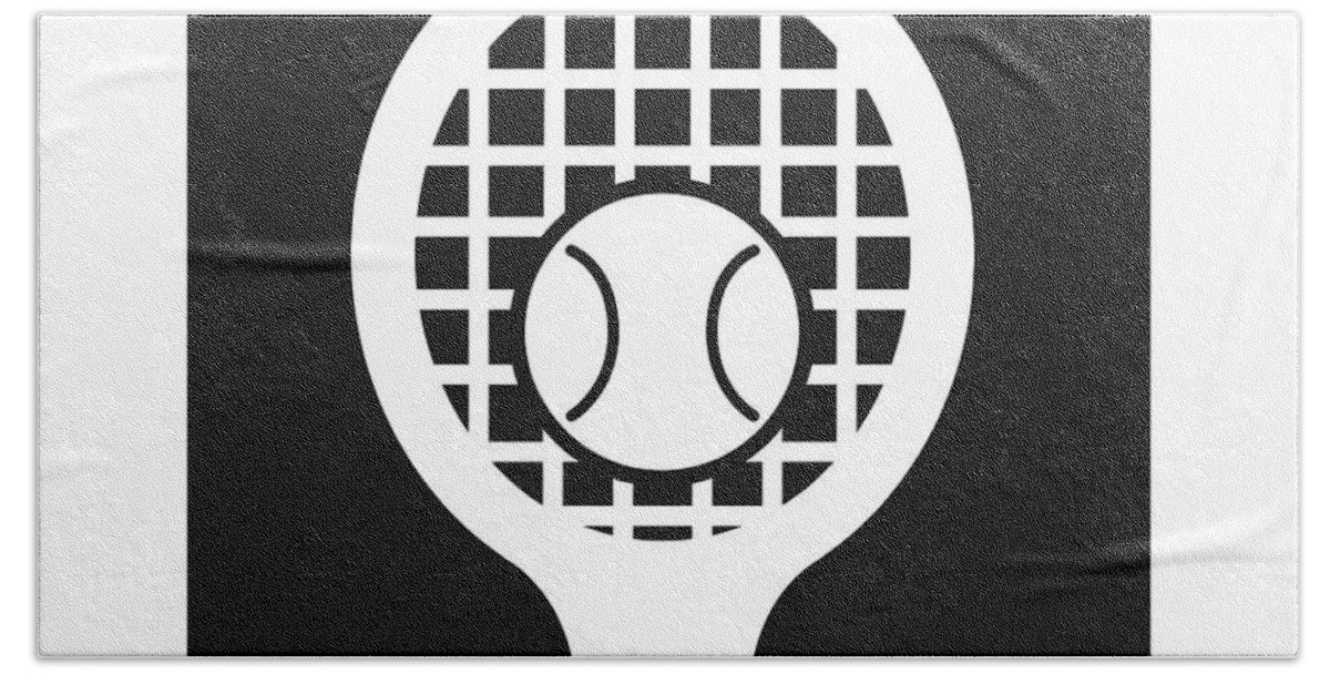 Archive Hand Towel featuring the drawing Tennis Ball and Racket #1 by CSA Images