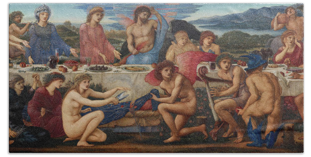 British Hand Towel featuring the painting The Feast of Peleus #1 by Edward Burne-Jones