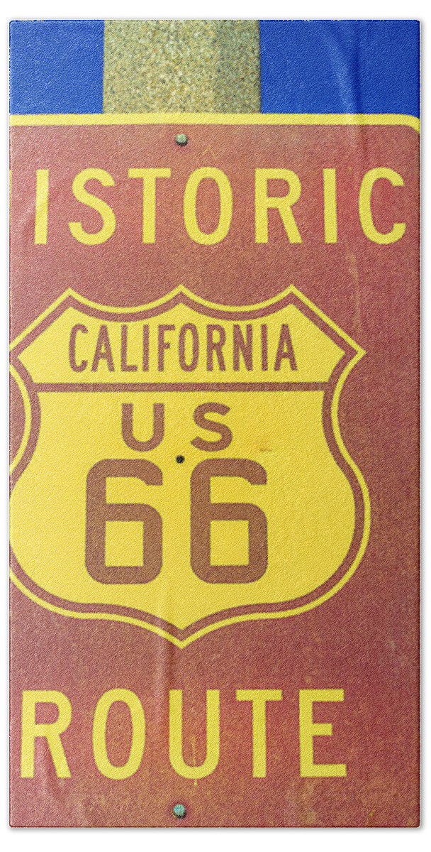 Route 66 Bath Towel featuring the photograph the Historic Route 66 #1 by Benny Marty